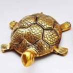 Golden Vastu Tortoise on Glass Plate – Feng Shui Decor