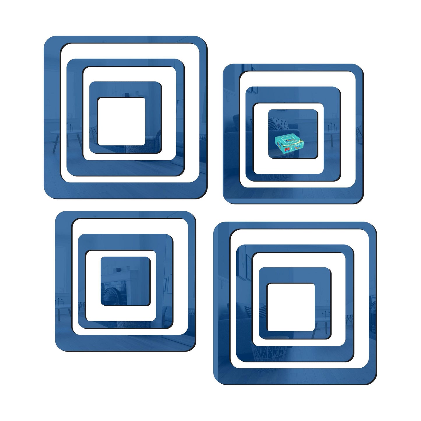 Modern Square Acrylic Mirror Wall Stickers