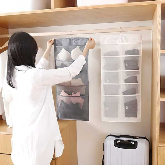 Double-Sided Hanging Closet Organizer with 30 Mesh Pockets