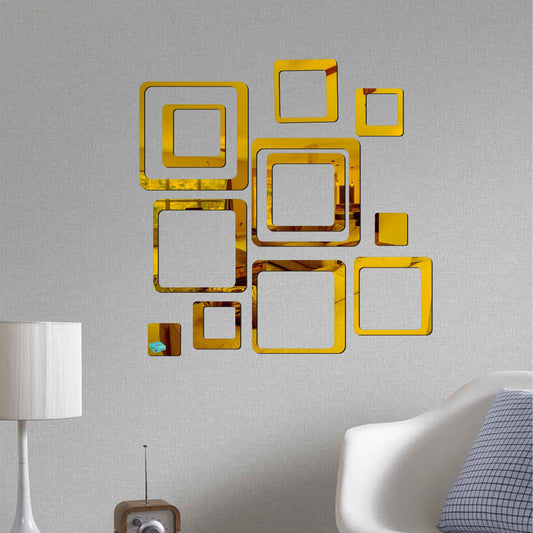 Golden 3D Acrylic Mirror Wall Stickers