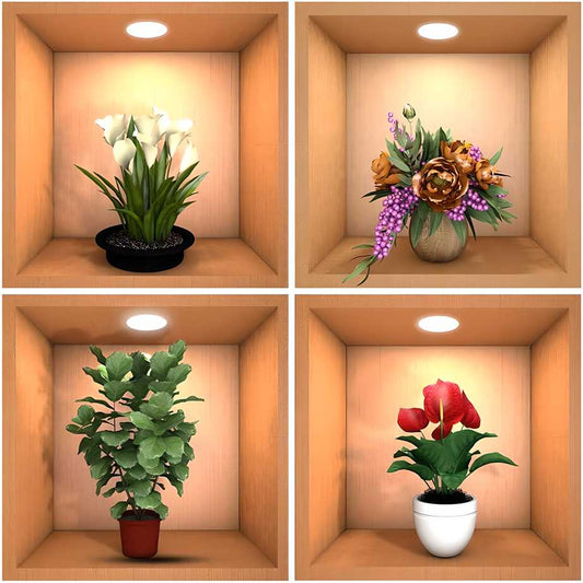 3D Green Plant Wall Stickers – Set of 4