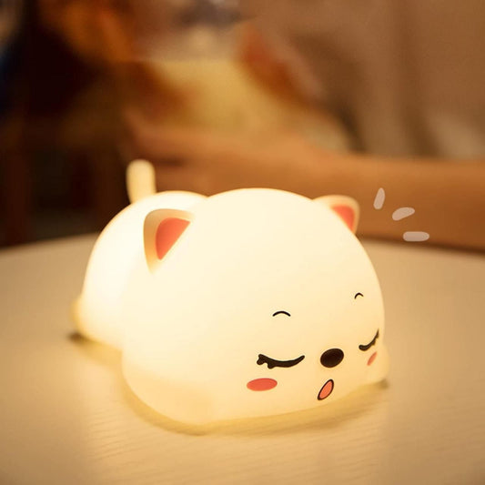 Cute Cat Silicone Baby Night Light | Soft Glow Night Lamp