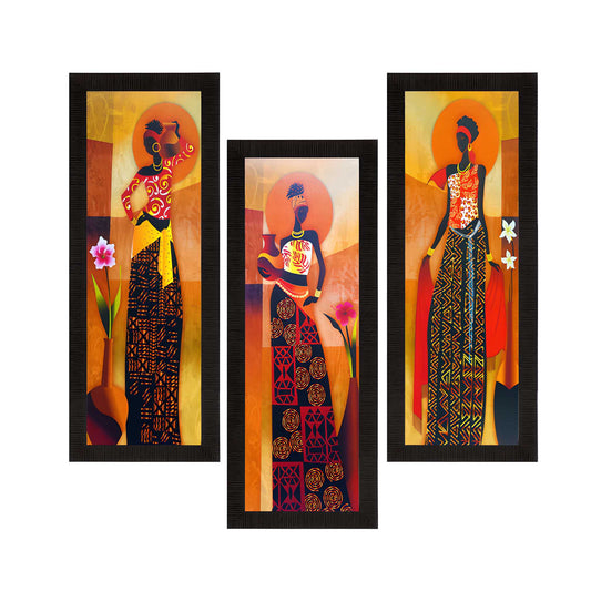 Tribal Village Ladies Wall Art – Set of 3
