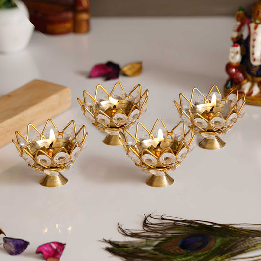 Lotus Crystal Tea Light Holders – Set of 4