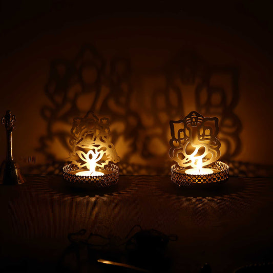Lord Ganesha & Lakshmi Shadow Tea Light Holder