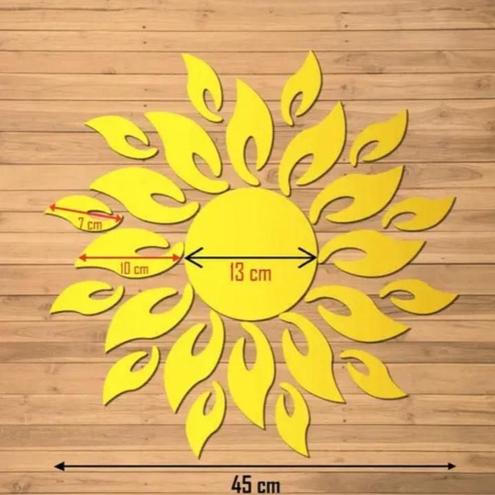 3D Wall Mirror Sticker – Sun Flame Gold