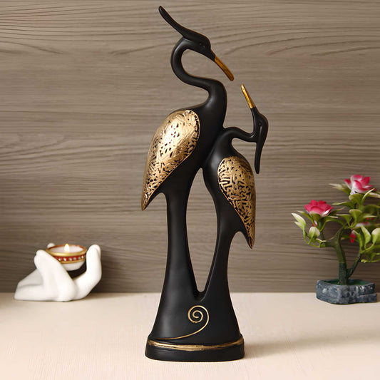 Black Loving Swan Couple Decorative Showpiece