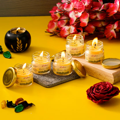 Lemongrass Scented Mini Jar Candles – Set of 5