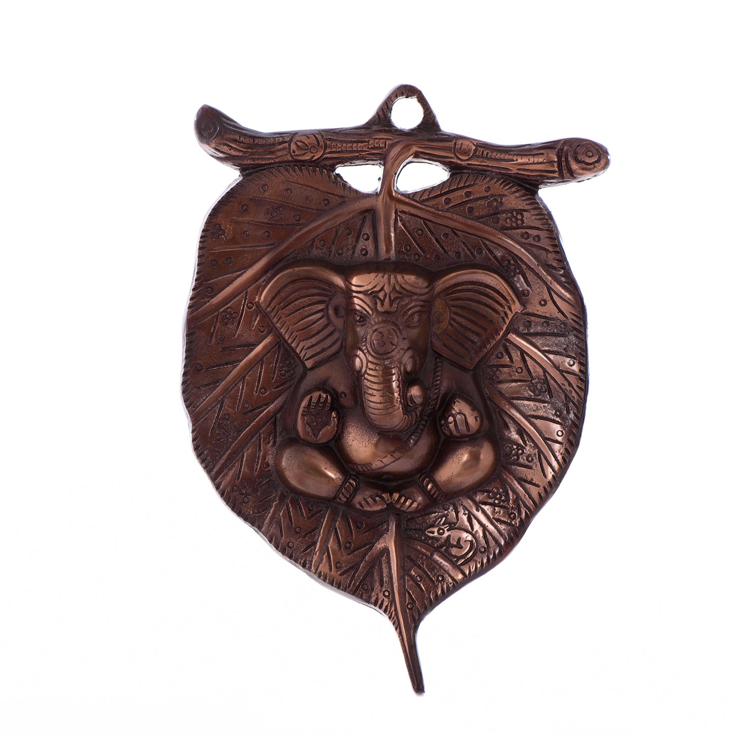 Lord Ganesha on Leaf – Metal Wall Hanging