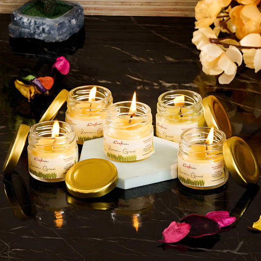 Lemongrass Scented Mini Jar Candles – Set of 5