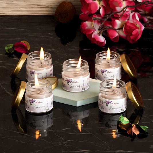 Lavender Scented Mini Jar Candles – Set of 5