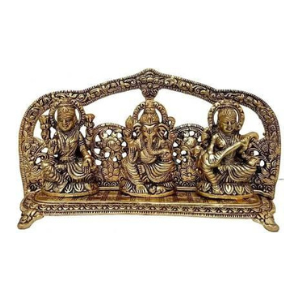 Lakshmi Ganesh Saraswati Idol Showpiece – Metal Finish